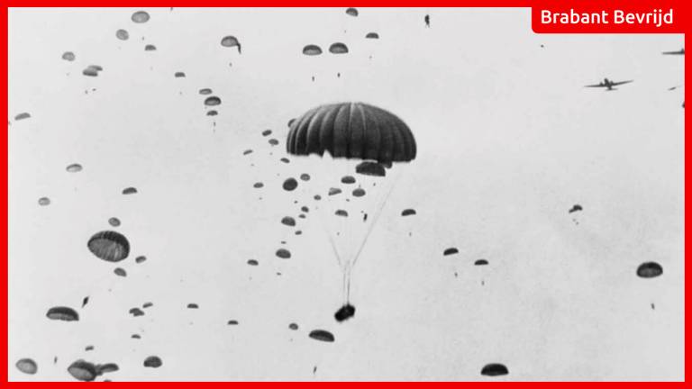 Parachutisten tijdens operatie Market Garden.