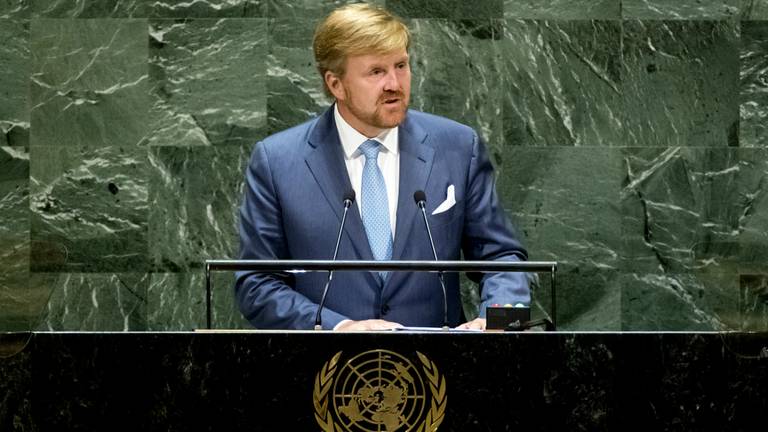 Koning Willem-Alexander tijdens zijn toespraak bij de VN (foto: ANP).