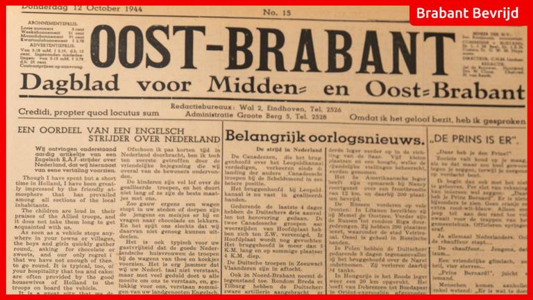 Britse soldaat is blij met 'Vriendelijke bejegening', zo is te lezen in de krant van 1944.