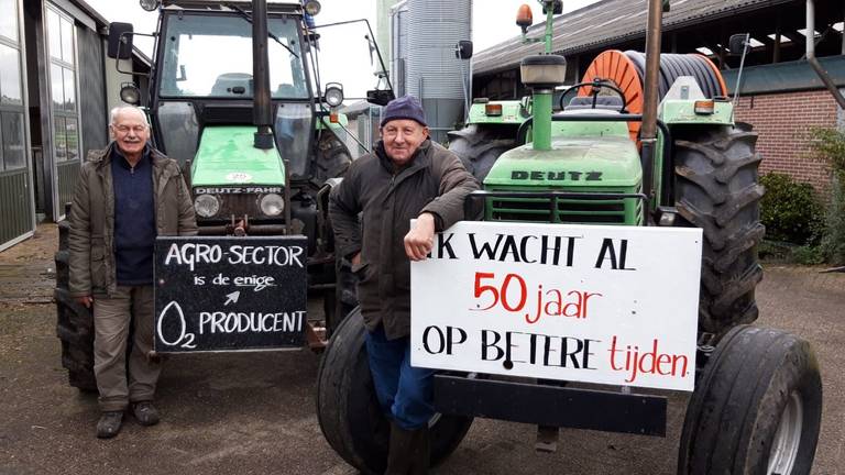 Piet en Henk van Oosterhout uit Made voerden vrijdag ook actie in Den Bosch.