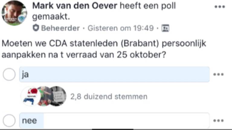 In de poll werd gevraagd of CDA-Statenleden persoonlijk moeten worden aangepakt.