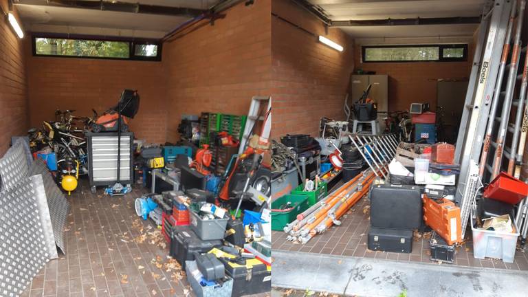 Een deel van de vele teruggevonden gestolen spullen (foto: politie Brasschaat).