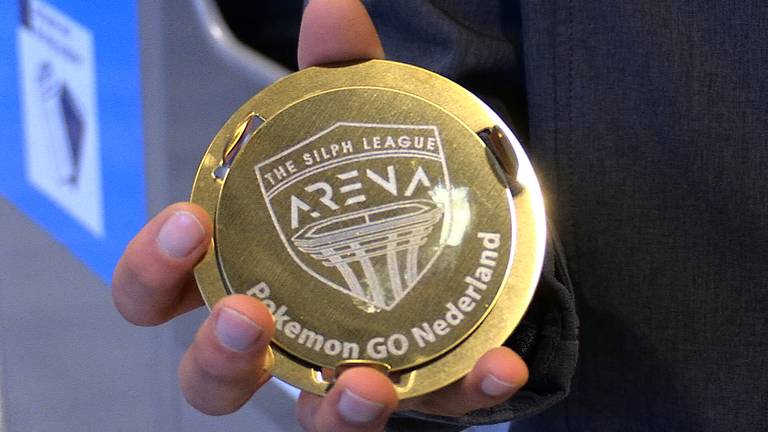 De medaille voor de winnaar van Pokémon GO-toernooi in Breda.