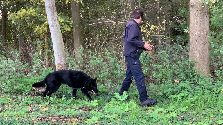 De politie zoekt met speurhonden naar het lichaam van de vermiste man. (Foto: Bart Meesters)