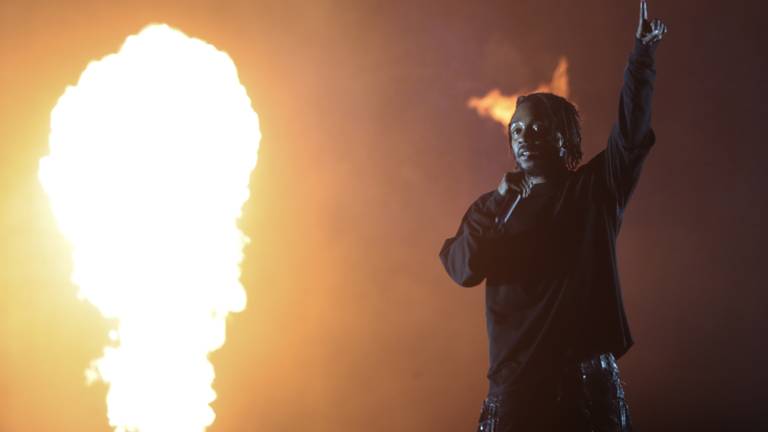 Kendrick Lamar tijdens een optreden in Chili (Foto: ANP)
