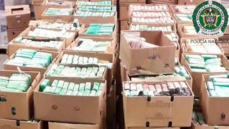 De foto die Colombiaanse politie verspreidde van de coke in 2018.