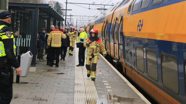 De passagiers werden uit de trein bij Deurne gehaald. (Foto: Harrie Grijseels)