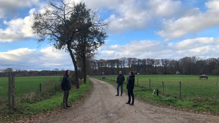 Willem, Erik en Maarten op de plek waar de zonneweide moet komen (foto: Alice van der Plas).