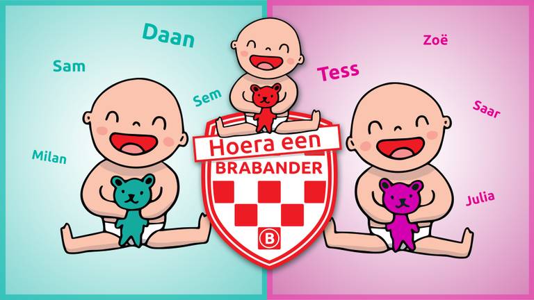 Daan en Tess zijn de populairste jongens- en meisjesnamen in Brabant.