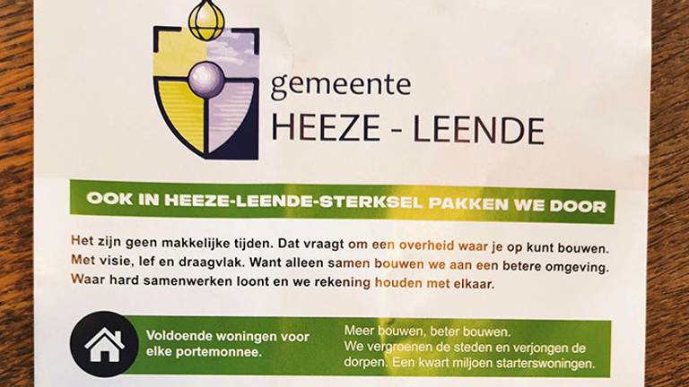 De bewuste folder (Foto: Groenlinks Heeze-Leende / Twitter).