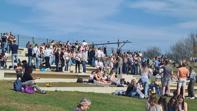 Het is ontzettend druk in het park.