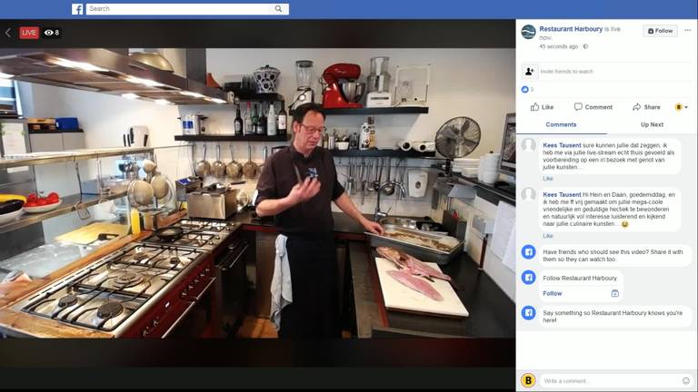 Restaurant Harboury in Tilburg deelt live kijkje in de keuken op Facebook.