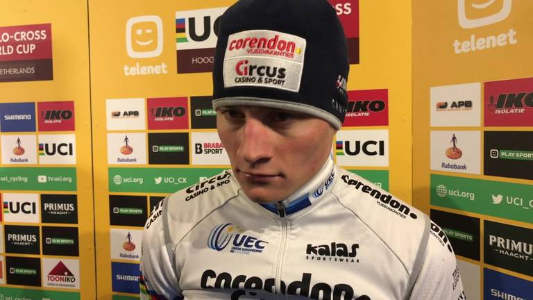 Mathieu van der Poel na zijn zege in de GP Adrie van der Poel in Hoogerheide.