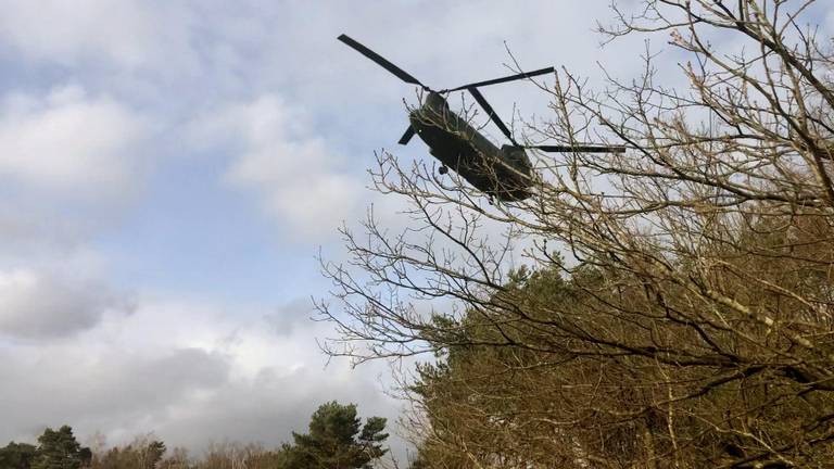 De Chinook-helilopter vliegt af en aan tussen Mastbos en Gilze-Rijen