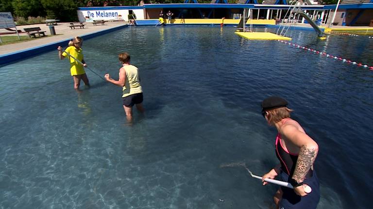 Medewerkers werkten hard om het kool uit het water te krijgen (foto: © ZuidWest Update)