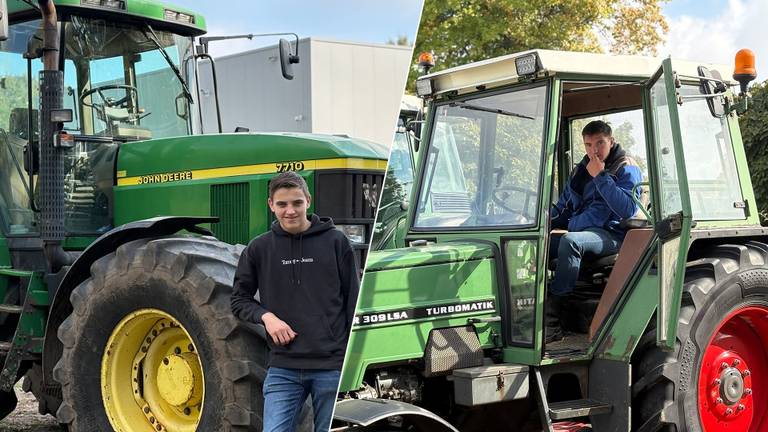 Guus gaat met de tractor naar school