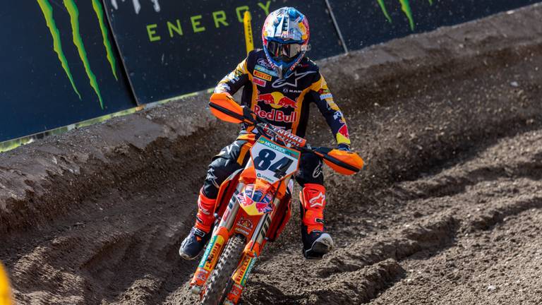 Jeffrey Herlings tijdens een MXGP begin 2023 (foto: ANP).