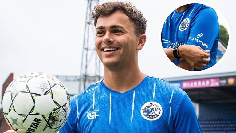 Flemming heeft een plekje op het shirt van FC Den Bosch gekregen (foto: Instagram Flemming).
