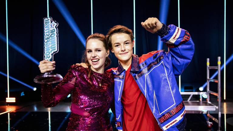 Jasmijn en Sep vertegenwoordigden Nederland op het Junior Eurovisie Songfestival (foto: AVROTROS).