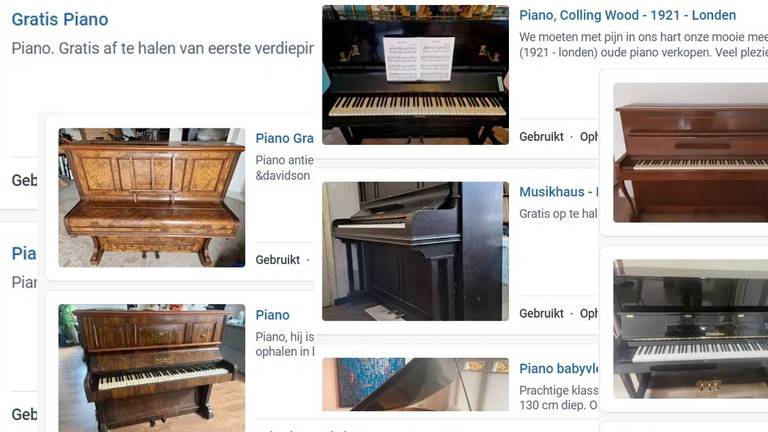 Overschot aan piano's op Marktplaats