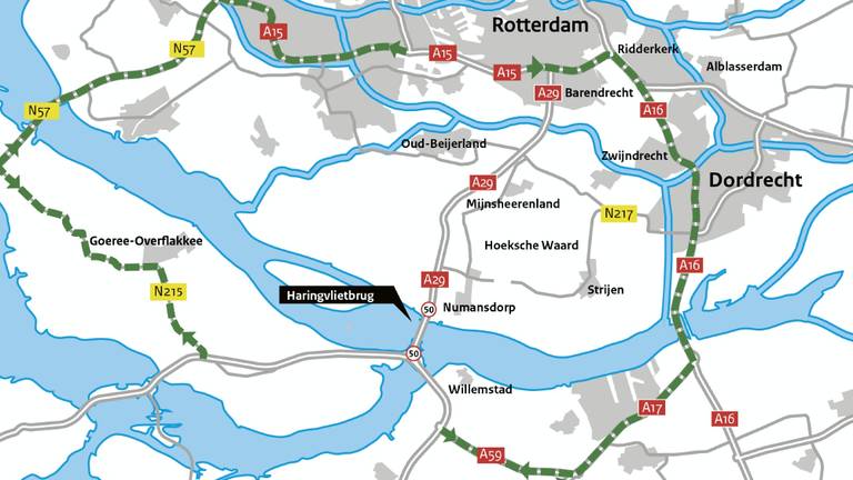 De alternatieve routes die Rijkswaterstaat voorstelt.