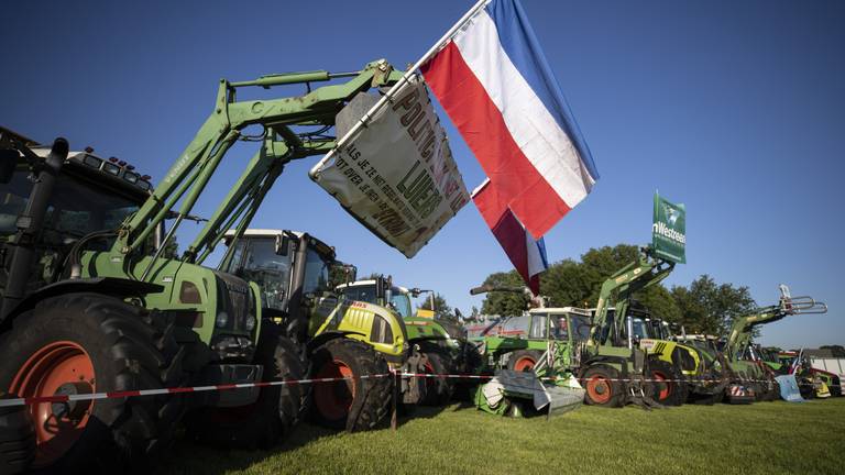 Het boerenprotest in Stroe (foto: ANP).