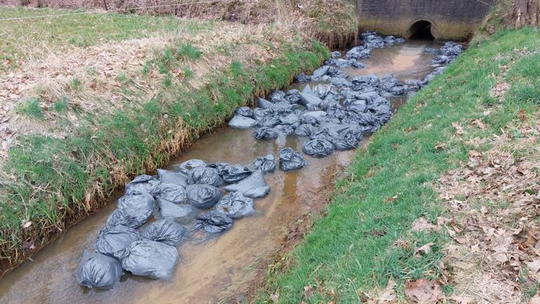 De vuilniszakken die in Nuenen werden gevonden (foto: waterschap De Dommel/Twitter).