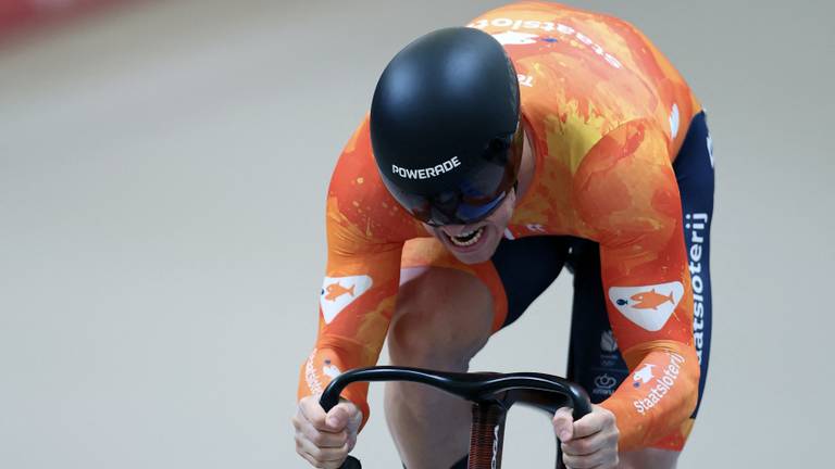 Harrie Lavreysen op het WK in Chili (bron: ANP).