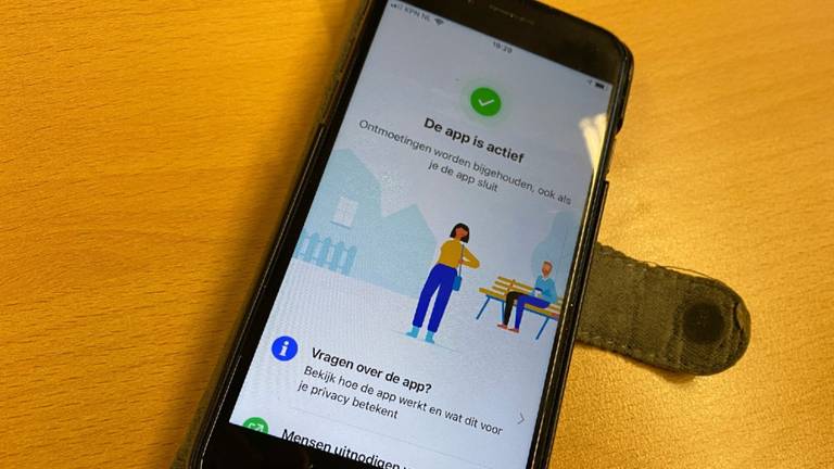De CoronaMelder-app is op deze telefoon actief. 