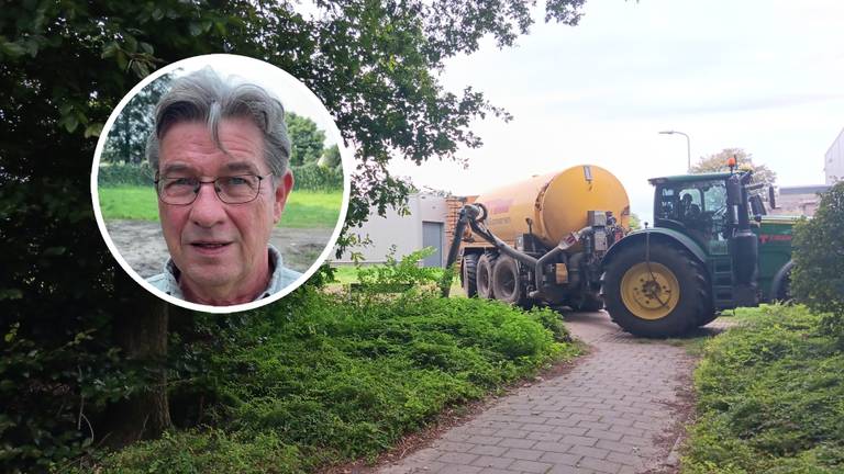 Arie de Wit vindt het 'bizar' dat de gemeente rioolwater achter zijn huis loodst (foto: Omroep Brabant)