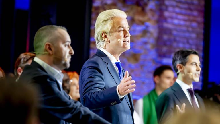 Jimmy Dijk (SP), Geert Wilders (PVV) en Rob Jetten (D66) tijdens het Debat van het Zuiden (foto: ANP/Robin Utrecht).