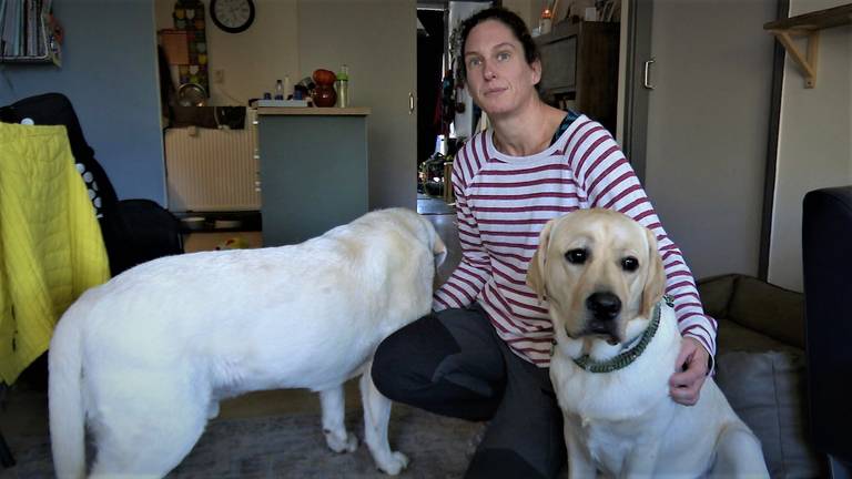 Nicole van der Kooij in haar natte woning in Breda (foto: Raoul Cartens).