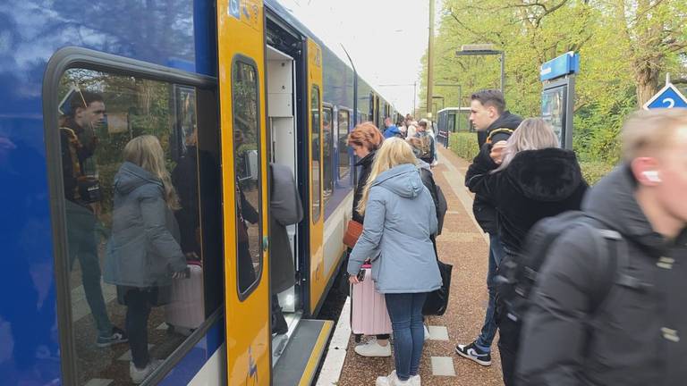 Passagiers wachten gelaten op de trein op station Rosmalen 