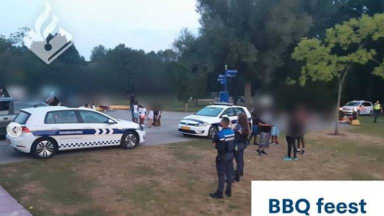 Het feest in het Henri Dunantpark in Eindhoven (foto: Instagram Ovd_rob_politie_Eindhoven).