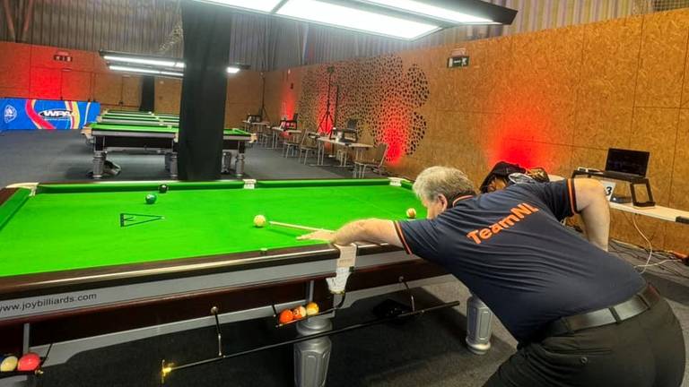 John van Gorp tijdens het EK. (Foto: Dutch Snooker Academy)