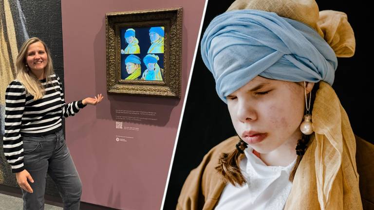 De Oosterhoutse fotografe Peggy Stadhouders laat trots haar interpretaties van ‘Meisje met de parel’ zien in het Mauritshuis (foto’s: Peggy Stadhouders)