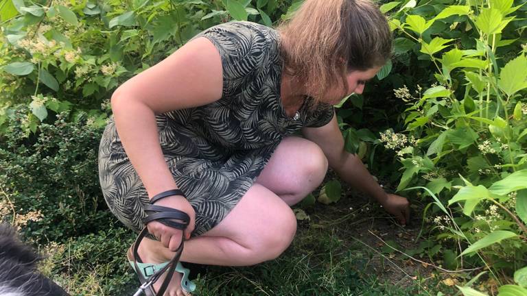 Kim was van een de buurtbewoners die hielp de pillen in Cuijk op te ruimen (foto: Tonnie Vossen)