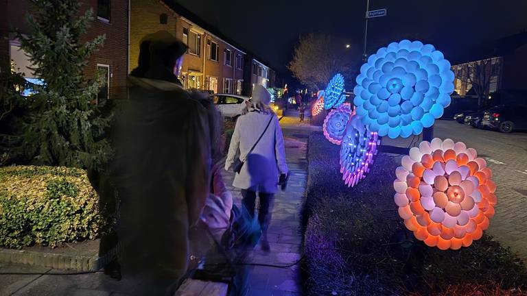 Een wandeltocht door Almkerk leidt bezoekers langs twintig verlichte kunstwerken (foto: Niek de Bruijn)