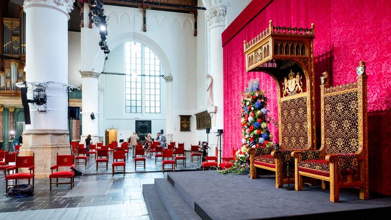 De Grote Kerk in Den Haag is klaar voor een unieke Prinsjesdag in coronatijd (foto: ANP / Sem van der Wal).