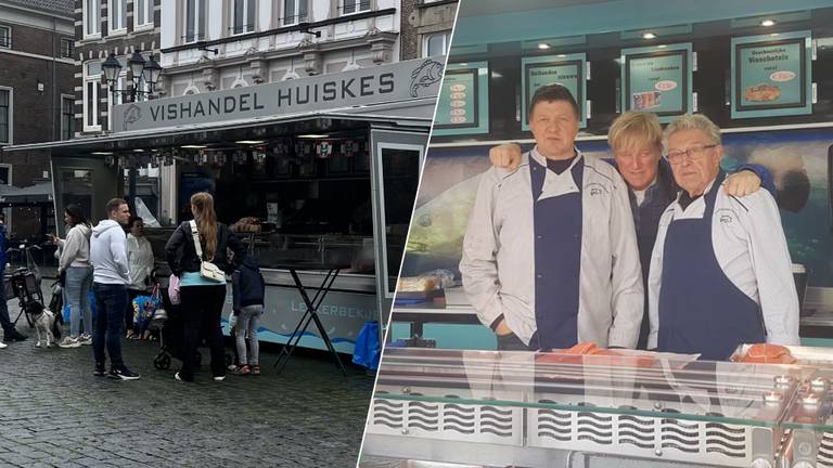 Tonny Huiskes (links) stopt eerder dan gedacht met zijn viskraam (foto: Megan Hanegraaf, Tonny Huiskes)