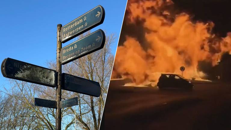 Schokkende vuurwerkbeelden: vuurzee zet voorbijrijdende auto in brand