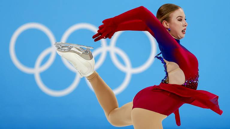 Lindsay van Zundert tijdens de vrije kür op de Olympische Spelen (foto: ANP).
