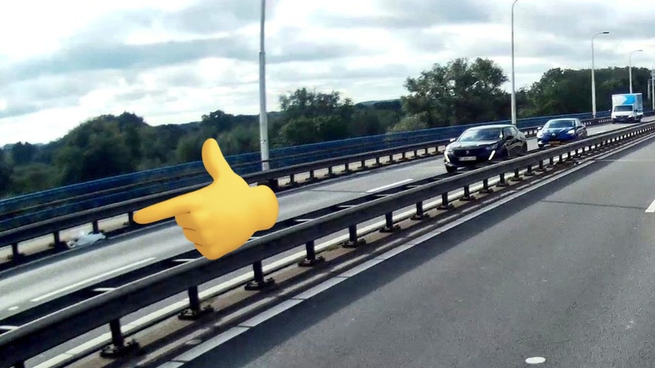 De zwaan lag op de Merwedebrug bij Sleeuwijk (foto: Twitter Tonnie on Tour).