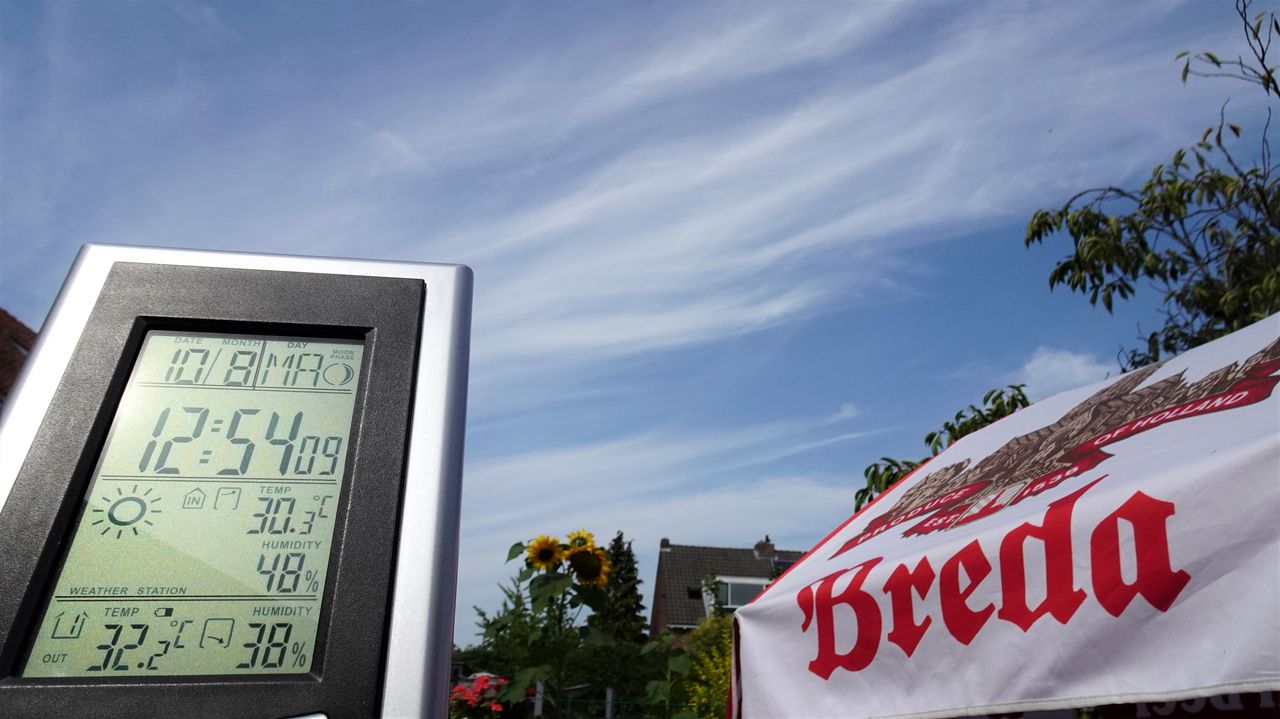 Rond een uur 's middags was het in Breda al 32,2 graden (foto: Henk Voermans).