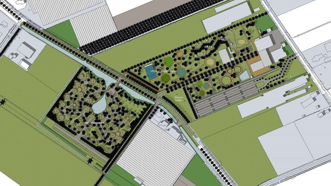 De uitbreidingsplannen met links het toekomstige vakantiepark (foto: Pukkemuk).