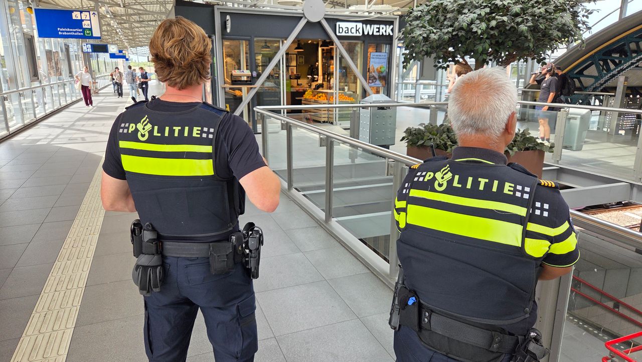 Agenten op het station in Den Bosch (foto: Noël van Hooft).