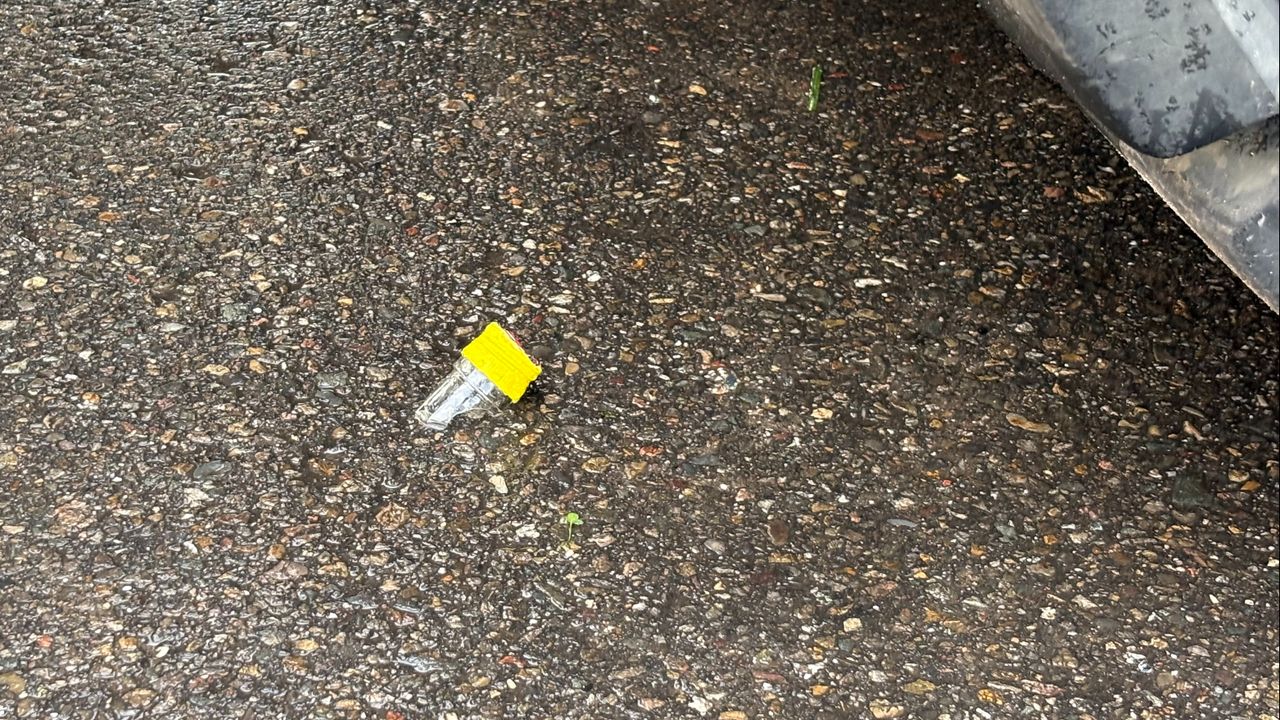 Resten van een fles drank (foto: Raymond Merkx).