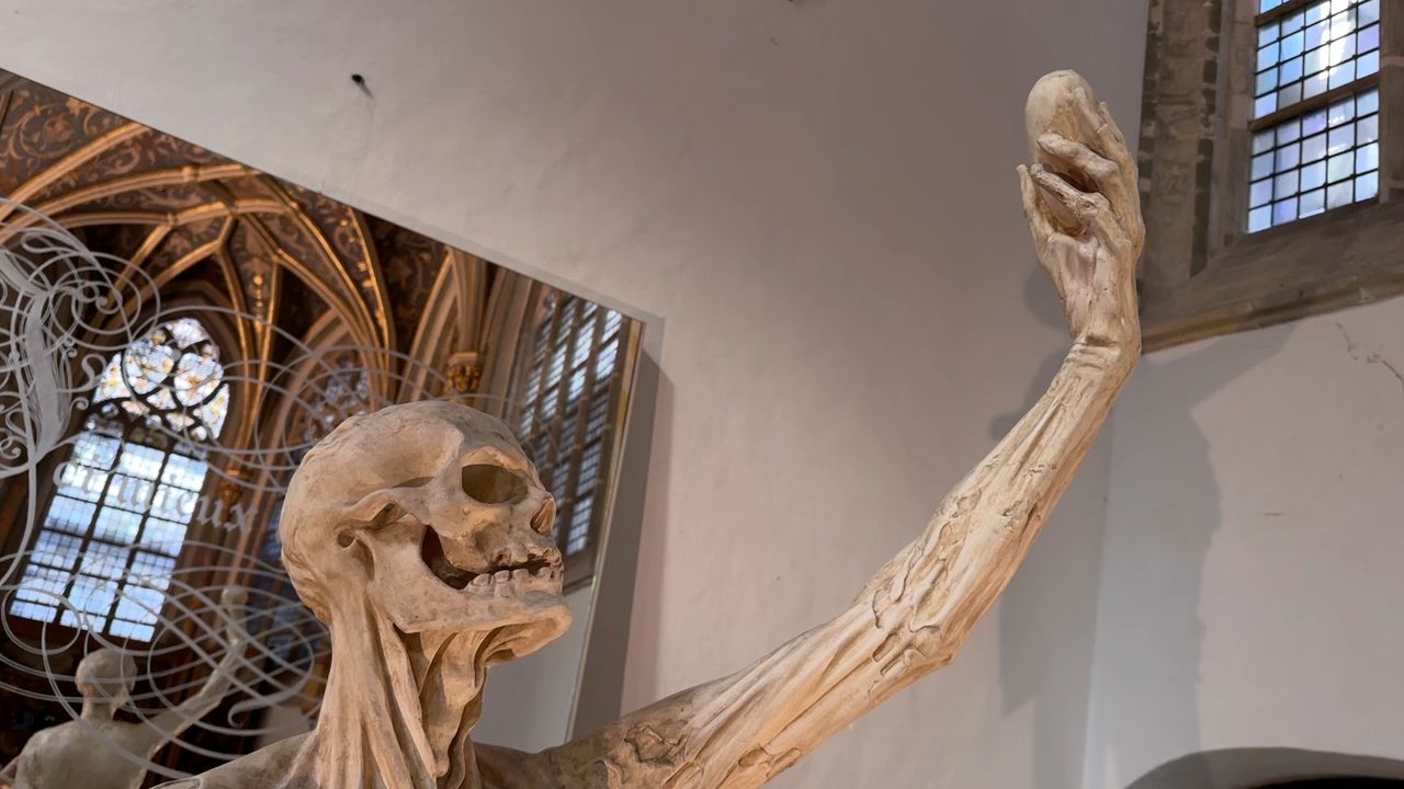 Het beeld Le Squelette in de Grote Kerk in Breda (foto: Ronald Sträter).