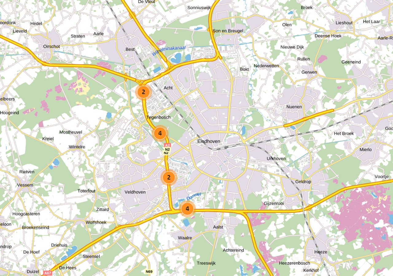 De afsluiting van de N2 (foto: Rijkswaterstaat)
