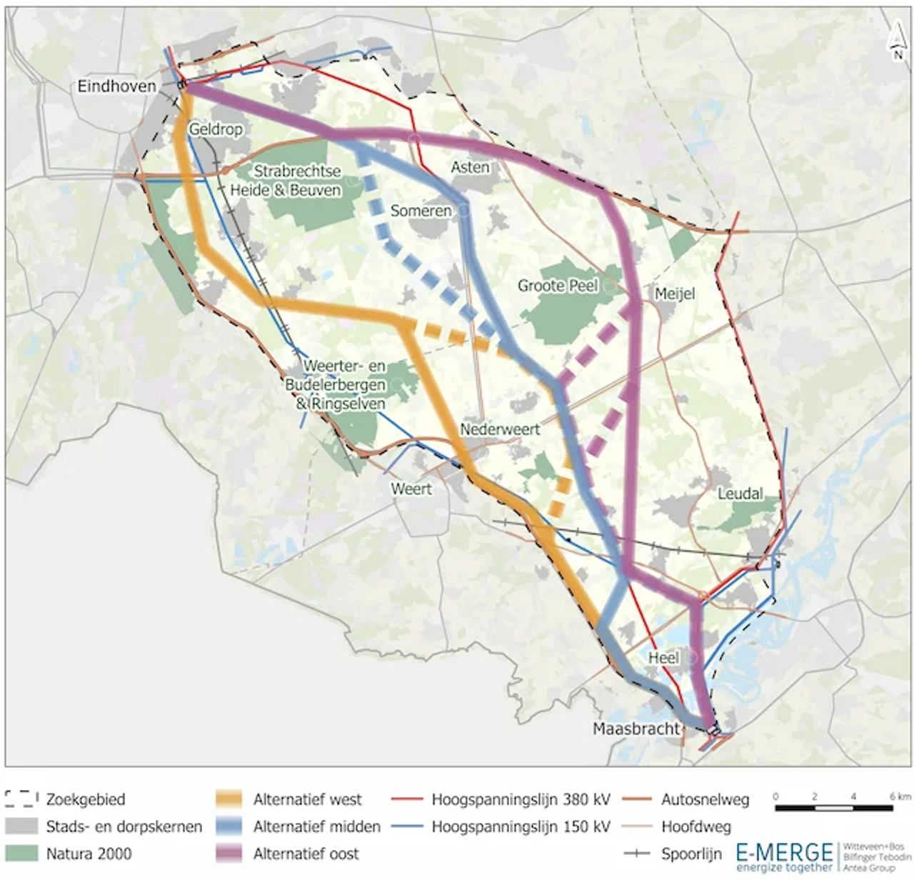 De drie mogelijke tracés (foto: RVO.nl)